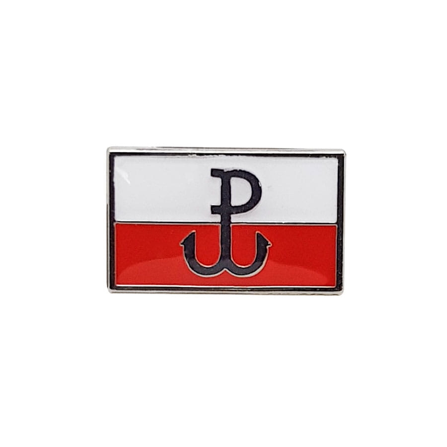 przypinka flaga Powstanie Warszawskie Polska Walcząca kotwica