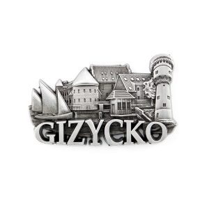 Magnes na lodówkę – panorama Giżycko, metalowy