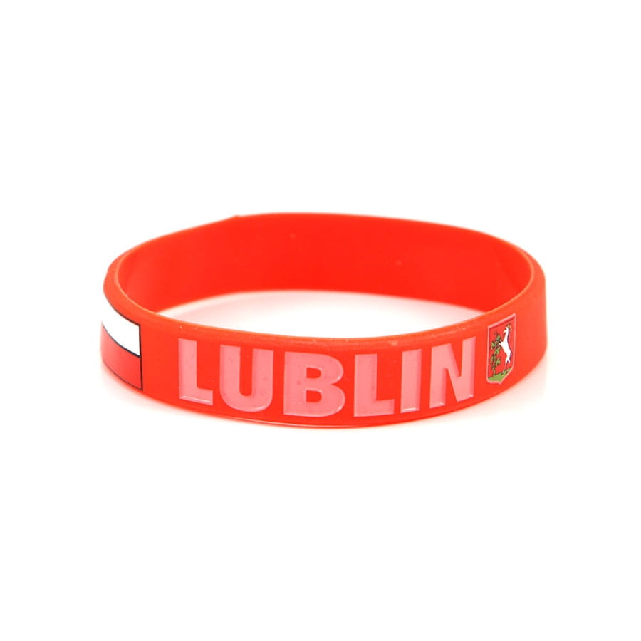 bransoletka silikonowa Lublin czerwona z herbem i flagą