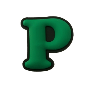 Litera P zielona przypinka crocs, ozdoba, kroksy