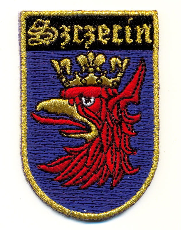 naszywka herb Szczecina haft złota ramka gryf