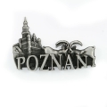 magnes na lodówkę panorama Poznań metalowy srebrny