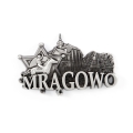 magnes na lodówkę panorama Mrągowo metalowy pamiątka z Mazur