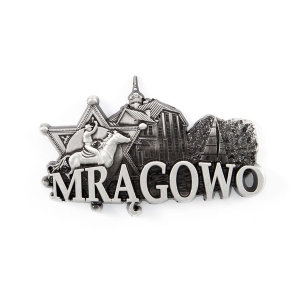 Magnes na lodówkę – panorama Mrągowo, metalowy