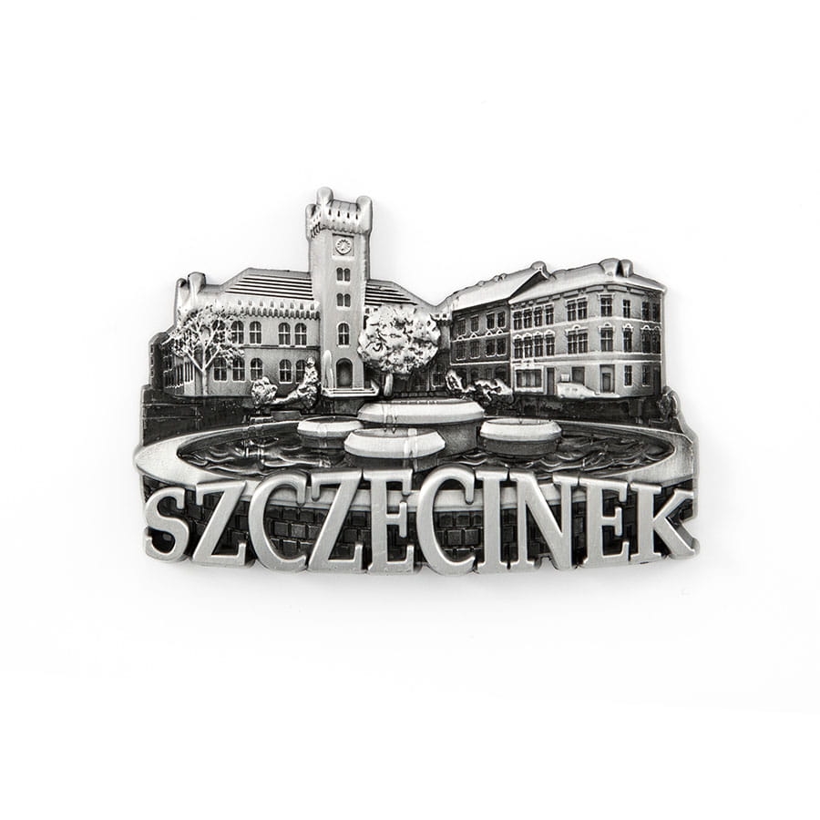magnes na lodówkę panorama Szczecinek metalowy pamiątka