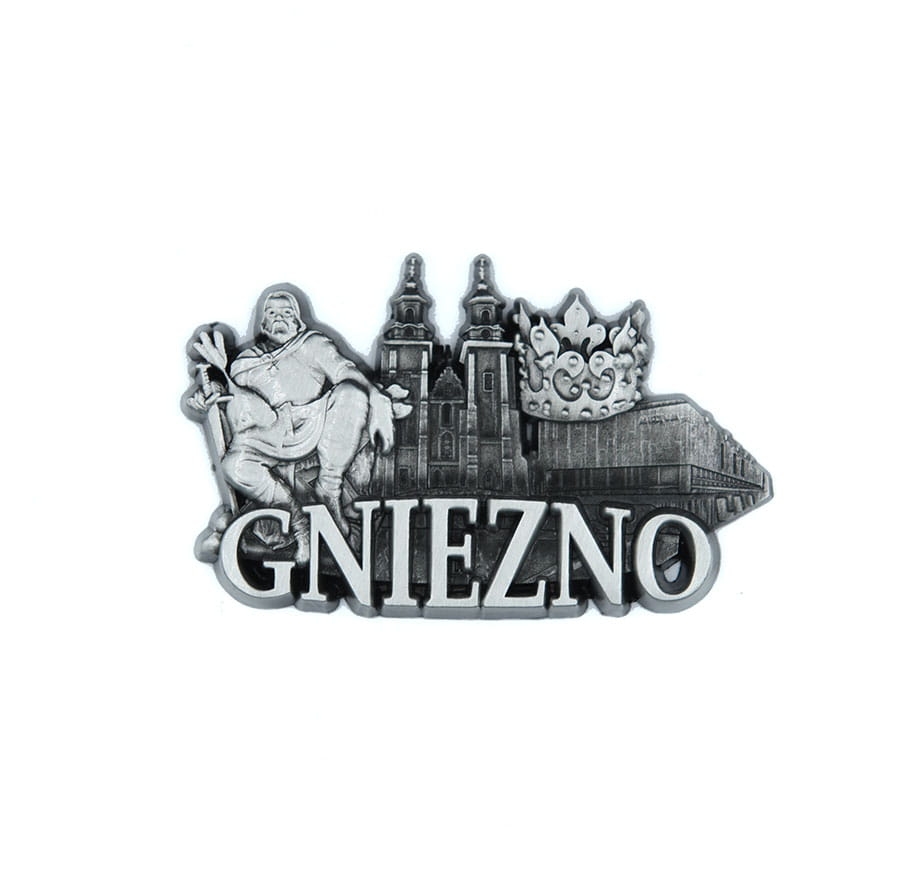 magnes na lodówkę Gniezno panorama metalowy pamiątka