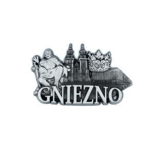 Magnes na lodówkę – panorama Gniezno, metalowy