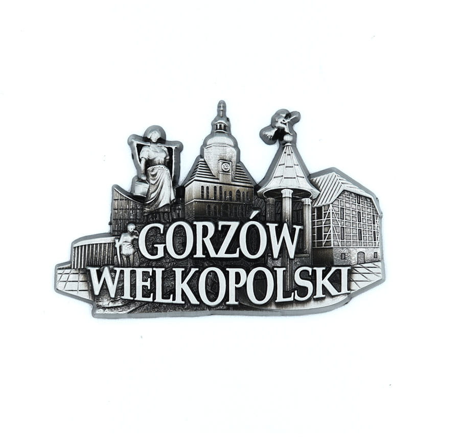 magnes na lodówkę panorama Gorzów Wielkopolski metalowy pamiątka