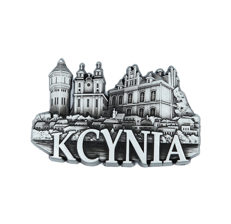 Magnes na lodówkę Kcynia metalowy panorama miasta pamiątka