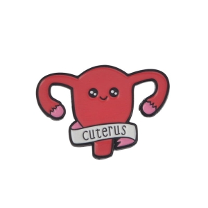 Metalowa przypinka, pins, macica, feministki