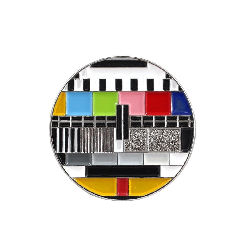 metalowa przypinka ekran kontrolny pins monoskop retro