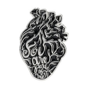 Metalowa przypinka, pins serce czarne