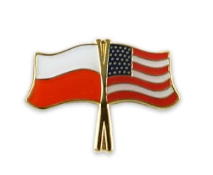 Flaga Polska - USA, przypinka