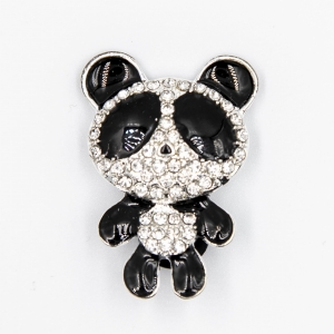 Metalowa przypinka do kroksów, srebrna Panda