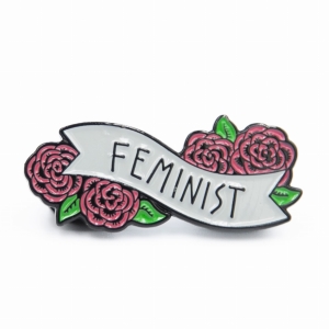 Metalowa przypinka, pins FEMINIST feministka