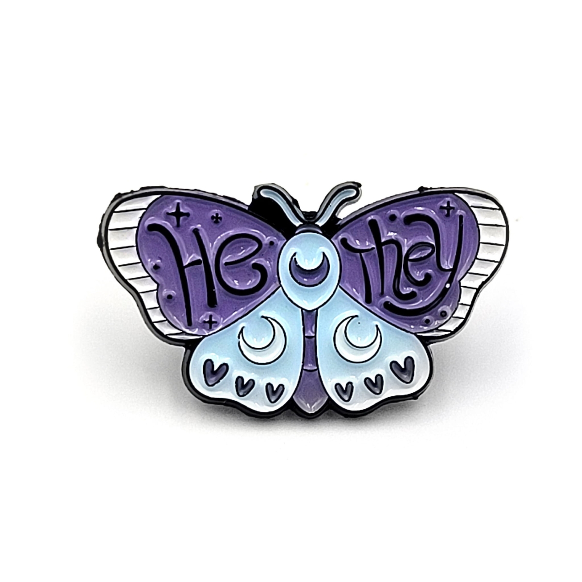 Metalowa przypinka motyl fioletowy emaliowana pin ozdoba