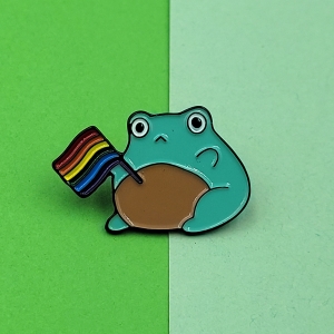 Metalowa przypinka, Żaba flaga LGBT