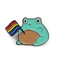 przypinka metalowa żaba LGBT tęczowa flaga