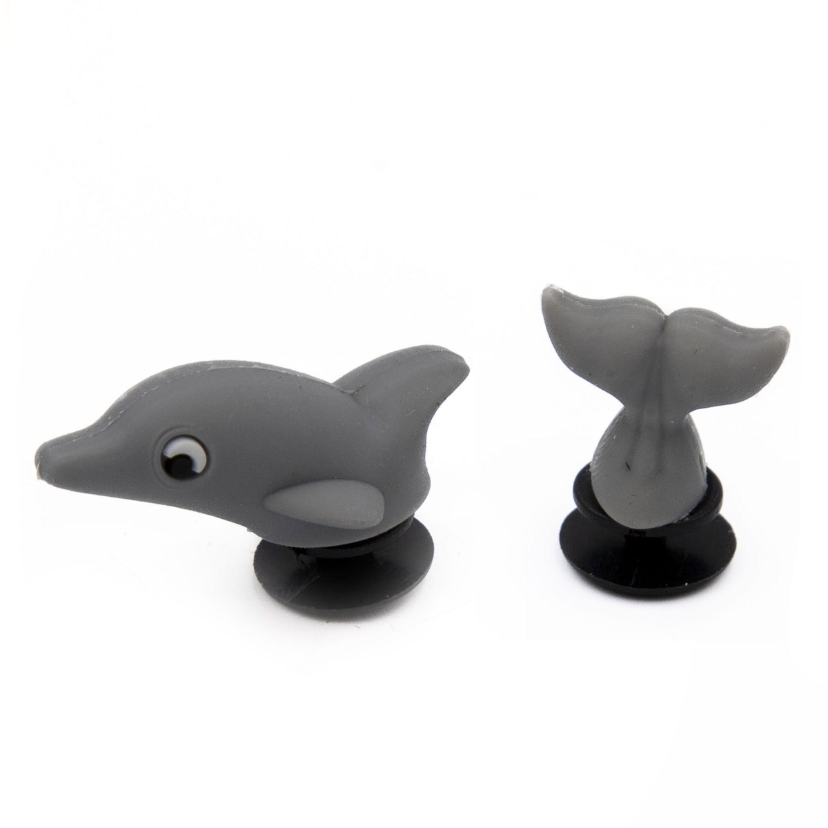 przypinka podwójna 3D delfin do kroksów szara