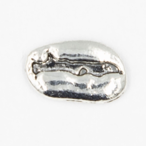 Metalowa przypinka, pins Ziarnko kawy srebrne