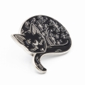 pins czarny kot metalowy ozdoba z gwiazdami