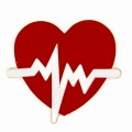 broszka metalowa medyka serce EKG duża czerwona biała