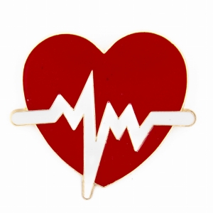Broszka metalowa medyka serce EKG, duża