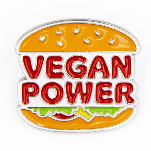Metalowa przypinka, pins Burger Vegan Power