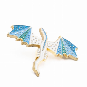 Metalowa przypinka, pins Biały smok