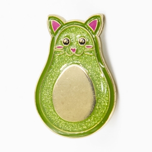 Metalowa przypinka, pins cat Awokado