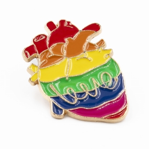 Metalowa przypinka, pins Serce LGBT