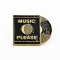 Metalowa przypinka winyl Music Please płyta winylowa pins kolekcjonerski