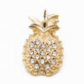 Metalowa przypinka ananas cyrkonie złota biżuteria