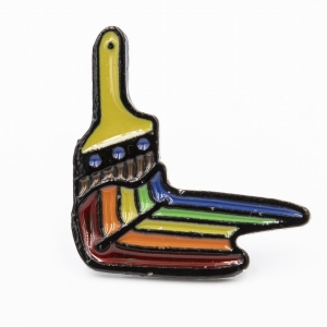 Metalowy pins pędzel przypinka artysty