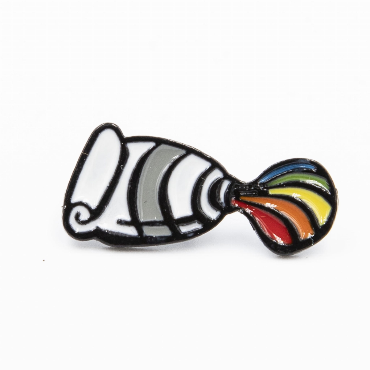 metalowy pins tuba z farbą przypinka artysty kolorowa tęczowa