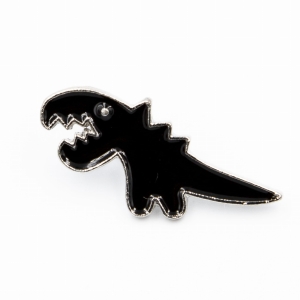Metalowa przypinka, pins Czarny dinozaur