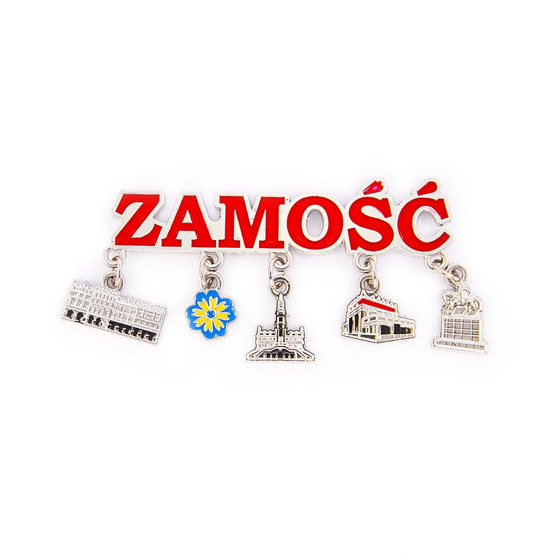 Magnes na lodówkę Zamość z zawieszkami pamiątka z Zamościa