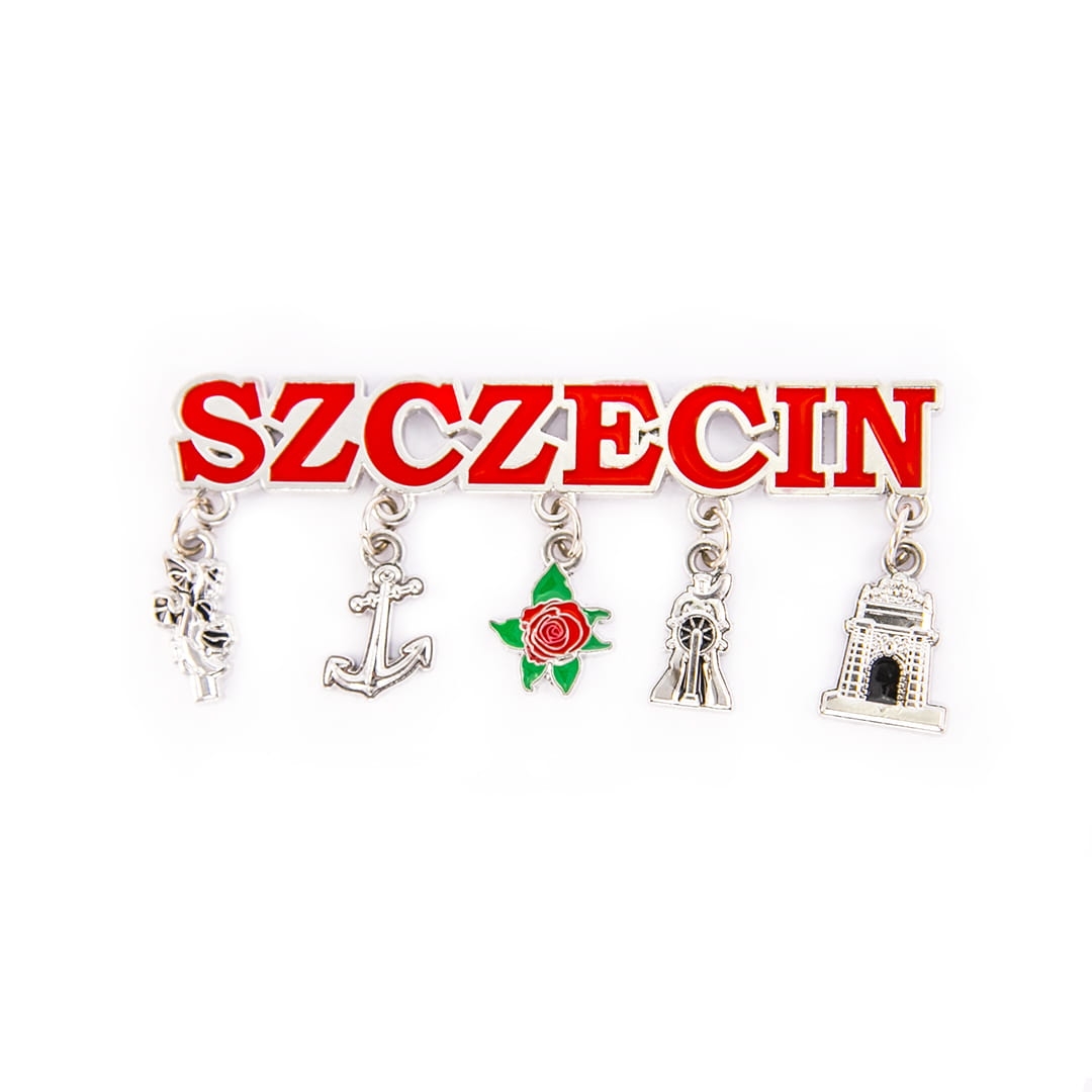 magnes na lodówkę Szczecin z zawieszkami pamiątka