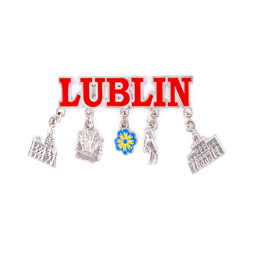 magnes na lodówkę Lublin z zawieszkami pamiątka z Lublina