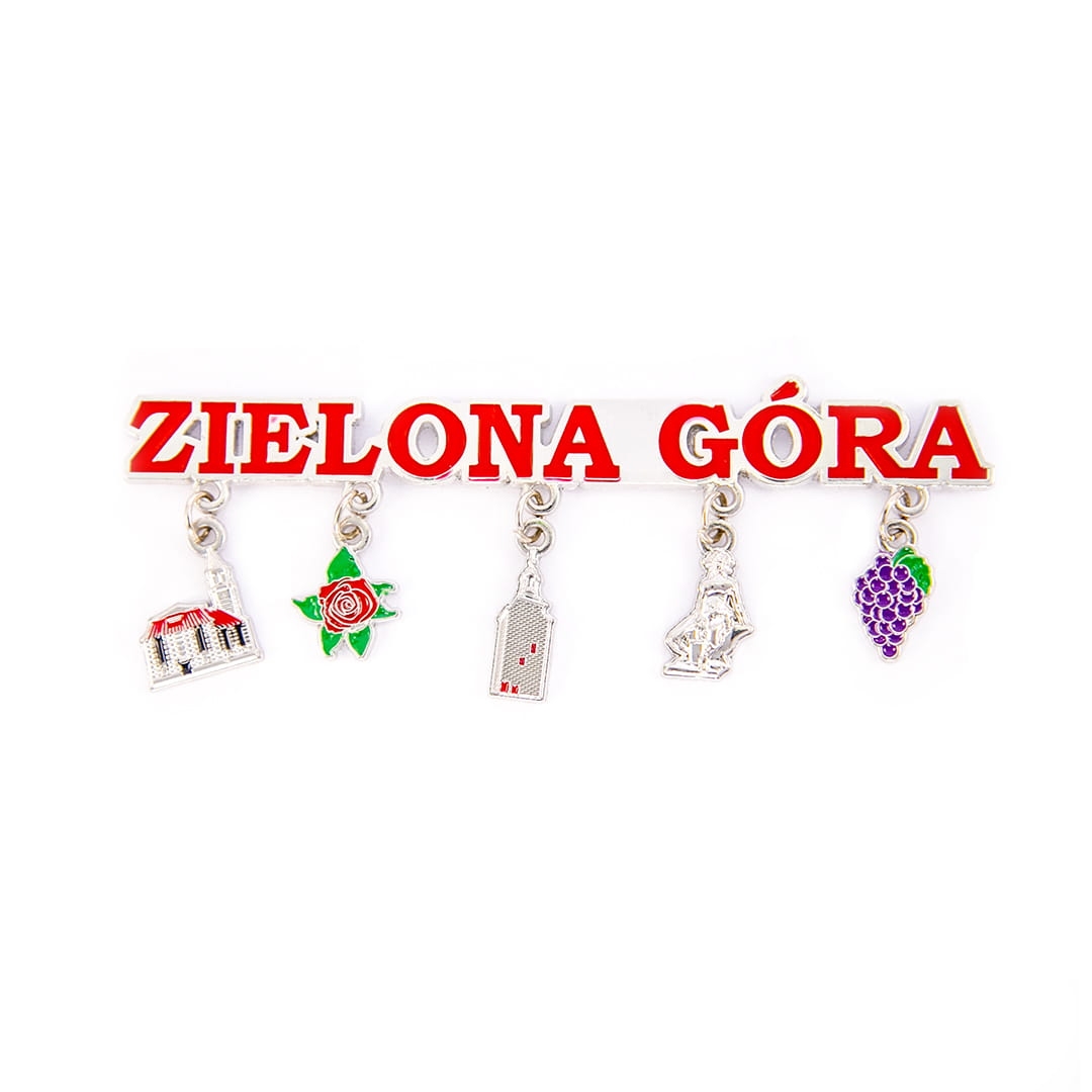 Magnes na lodówkę Zielona Góra z zawieszkami pamiątka
