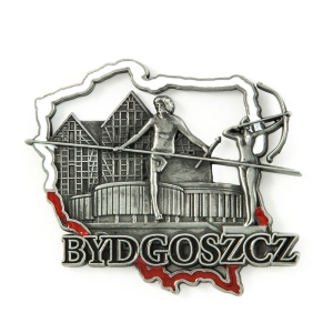 Magnes na lodówkę w kształcie Polski – Bydgoszcz, metalowy