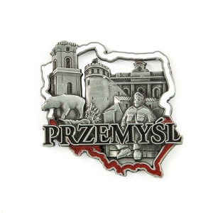 Magnes na lodówkę w kształcie Polski – Przemyśl, metalowy