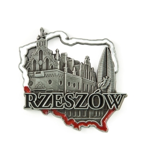 Magnes na lodówkę w kształcie Polski – Rzeszów, metalowy