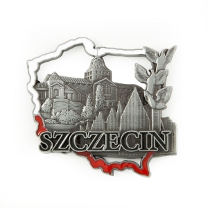 Magnes na lodówkę w kształcie Polski – Szczecin, metalowy