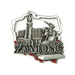 Magnes na lodówkę w kształcie Polski – Zamość, metalowy