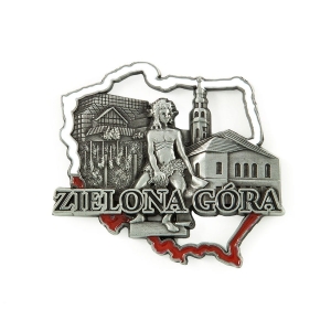 Magnes na lodówkę w kształcie Polski – Zielona Góra, metalowy
