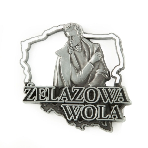 Magnes na lodówkę w kształcie Polski – Żelazowa Wola, metalowy