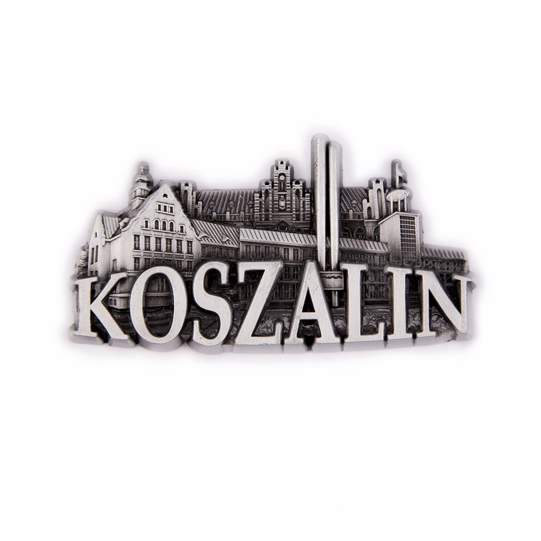 magnes na lodówkę panorama Koszalin metalowy pamiątka z miasta