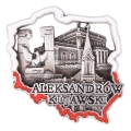 Magnes na lodówkę Polska Aleksandrów Kujawski metalowy widok z przodu