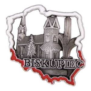 Magnes na lodówkę w kształcie Polski – Biskupiec, metalowy